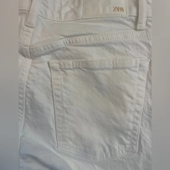 Zara White jeans high-rise wide leg copper colored hardware size 4 denim - Picture 4 of 4